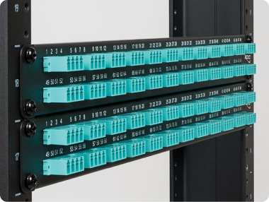 LC-LC Fiber Optic Patch Panel Pre-loaded with 96 10G Aqua Fibers